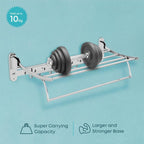 Heavy-Duty Stainless Steel Bathroom Towel Rack with Foldable Shelf, Towel Bar & Hooks – Space-Saving Wall Storage Solution (Chrome Finish - Length 60cm)